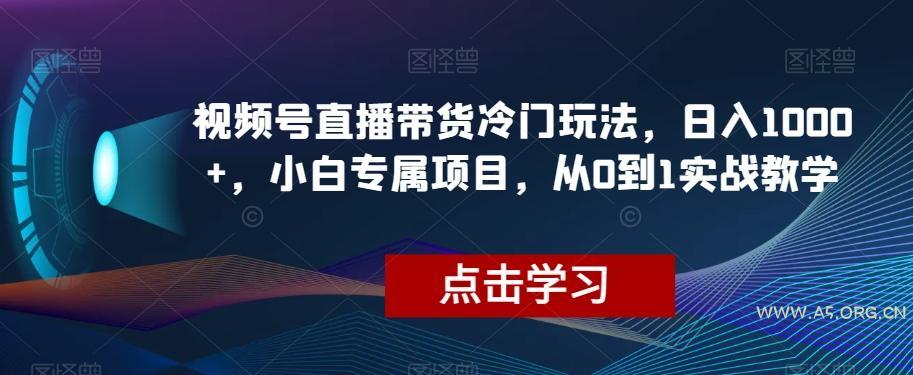 视频号直播带货冷门玩法,日入1000+,小白专属项目,从0到1实战教学【揭秘】-A5资源网