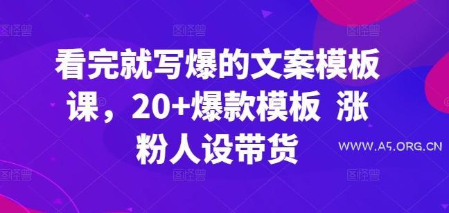 看完就写爆的文案模板课,20+爆款模板  涨粉人设带货-A5资源网