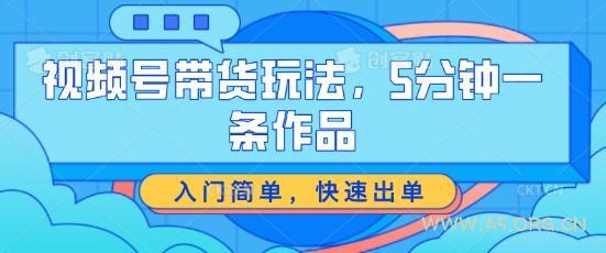 视频号带货玩法,5分钟一条作品,入门简单,快速出单【揭秘】-A5资源网