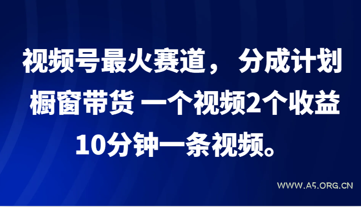 视频号最火赛道, 分成计划, 橱窗带货,一个视频2个收益,10分钟一条视频。-A5资源网