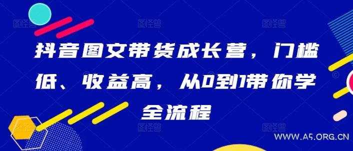 抖音图文带货成长营,门槛低、收益高,从0到1带你学全流程-A5资源网