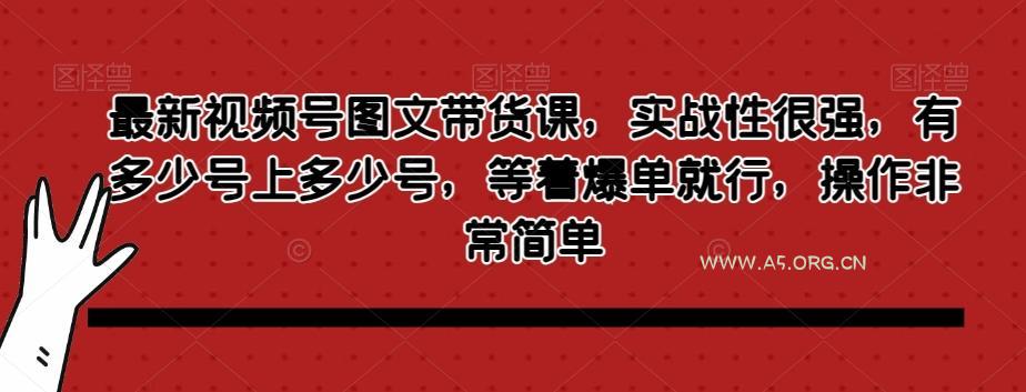 最新视频号图文带货课,实战性很强,有多少号上多少号,等着爆单就行,操作非常简单-A5资源网