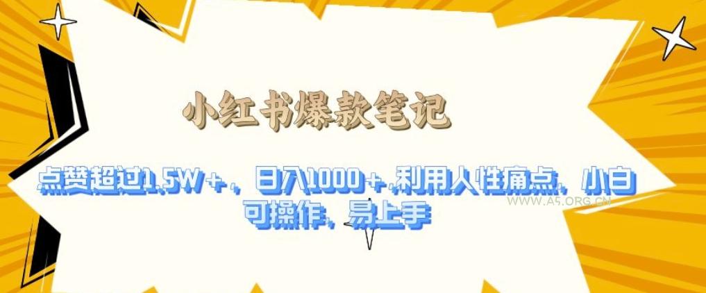利用人性的痛点,打造爆款笔记,获得点赞超过1.5W+,日入1k【揭秘】-A5资源网