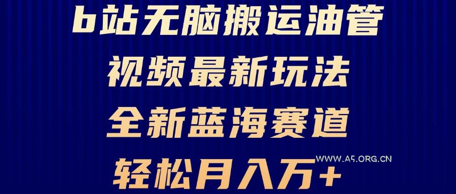 B站无脑搬运油管视频最新玩法,轻松月入过万,小白轻松上手,全新蓝海赛道-A5资源网