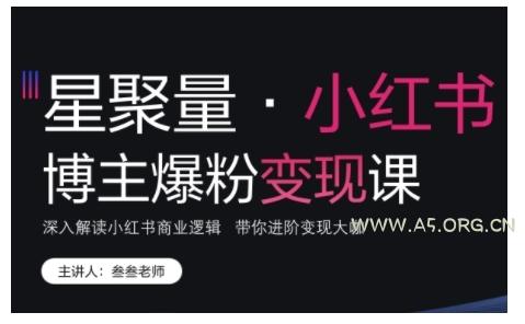 小红书博主爆粉变现课,深入解读小红书商业逻辑,带你进阶变现大咖-A5资源网