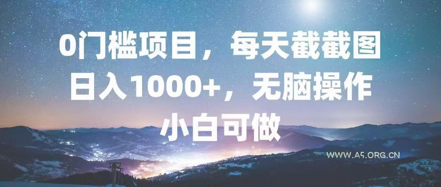 0门槛项目,每天截截图,日入1000+,轻松无脑,小白可做-A5资源网