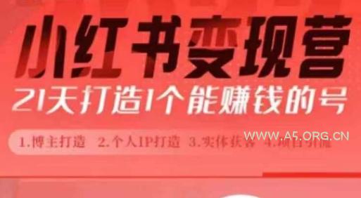 小红书博主课,21天从0到1打造1个能赚钱的红薯号,适用于新手小白-A5资源网