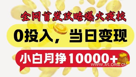 全网首发爆火夜校，0投入，当日变现，小白轻松月入1w+【揭秘】-A5资源网