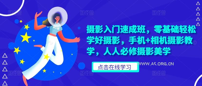 摄影入门速成班,零基础轻松学好摄影,手机+相机摄影教学,人人必修摄影美学-A5资源网