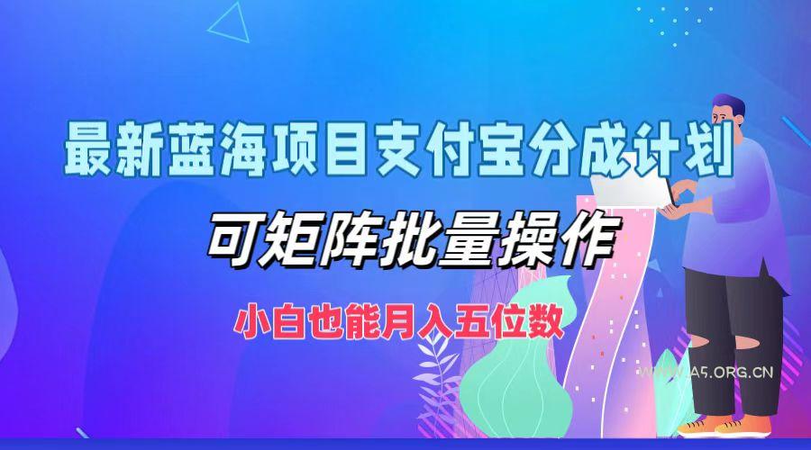 最新蓝海项目支付宝分成计划,可矩阵批量操作,小白也能月入五位数-A5资源网