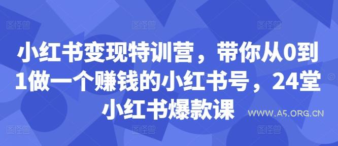 小红书变现特训营，带你从0到1做一个赚钱的小红书号，24堂小红书爆款课-A5资源网
