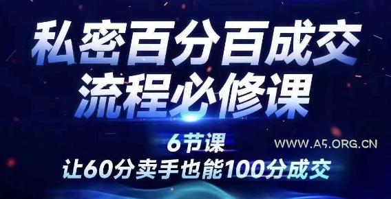 私密百分百成交流程线上训练营,绝对成交,让60分卖手也能100分成交-A5资源网