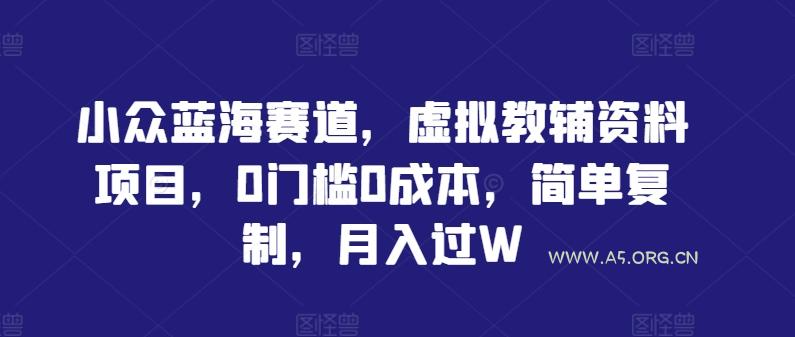 小众蓝海赛道,虚拟教辅资料项目,0门槛0成本,简单复制,月入过W【揭秘】-A5资源网