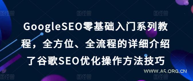 GoogleSEO零基础入门系列教程,全方位、全流程的详细介绍了谷歌SEO优化操作方法技巧-A5资源网