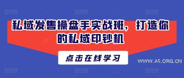 私域发售操盘手实战班,打造你的私域印钞机-A5资源网