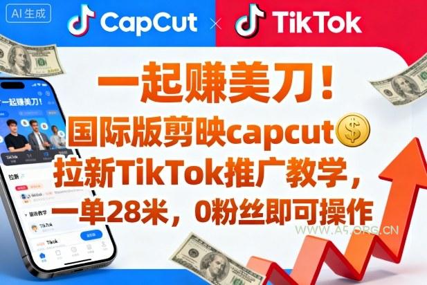 一起賺美刀!国际版剪映capcut拉新TikTok推广教学,一单28米,0粉丝即可操作(附推广入口和教学)-A5资源网