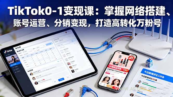 TikTok0-1变现课:掌握网络搭建、账号运营、分销变现,打造高转化万粉号-A5资源网
