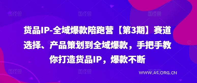 货品IP全域爆款陪跑营【第3期】赛道选择、产品策划到全域爆款,手把手教你打造货品IP,爆款不断-A5资源网