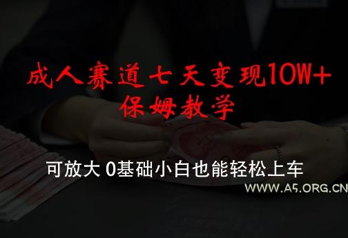 成人赛道七天变现10W+保姆教学,可放大,0基础小白也能轻松上车【揭秘】-A5资源网