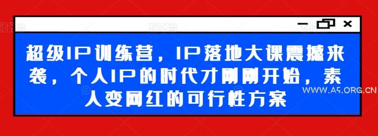 超级IP训练营,IP落地大课震撼来袭,个人IP的时代才刚刚开始,素人变网红的可行性方案-A5资源网