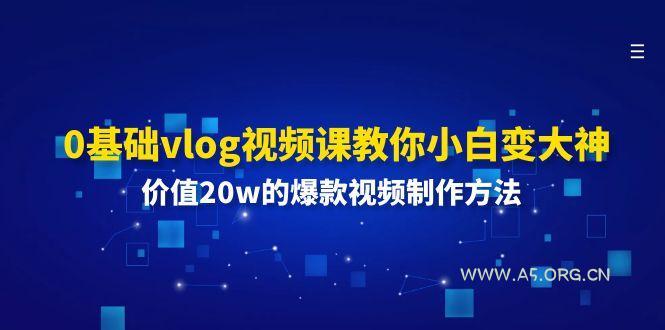0基础vlog视频课教你小白变大神:价值20w的爆款视频制作方法-A5资源网