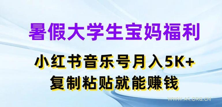 暑假大学生宝妈福利,小红书音乐号月入5000+,复制粘贴就能赚钱【揭秘】-A5资源网