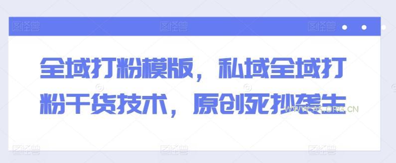 全域打粉模版,私域全域打粉干货技术,原创死抄袭生-A5资源网