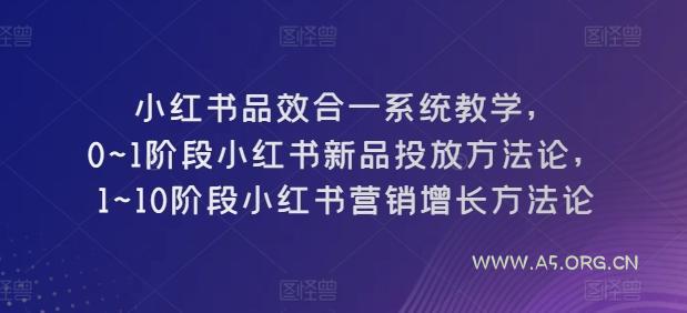 小红书品效合一系统教学,0~1阶段小红书新品投放方法论,1~10阶段小红书营销增长方法论-A5资源网