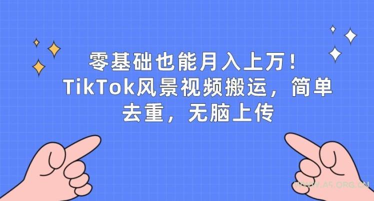 零基础也能月入上w,TikTok风景视频搬运,简单去重,无脑上传【揭秘】-A5资源网