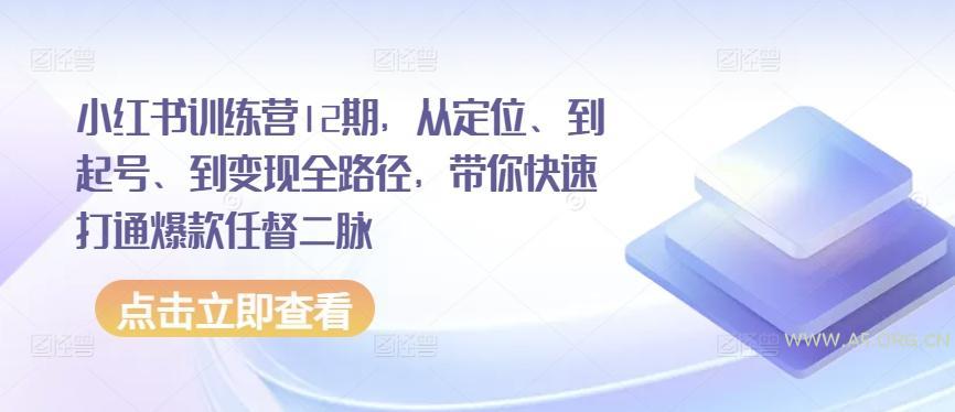 小红书训练营12期,从定位、到起号、到变现全路径,带你快速打通爆款任督二脉-A5资源网