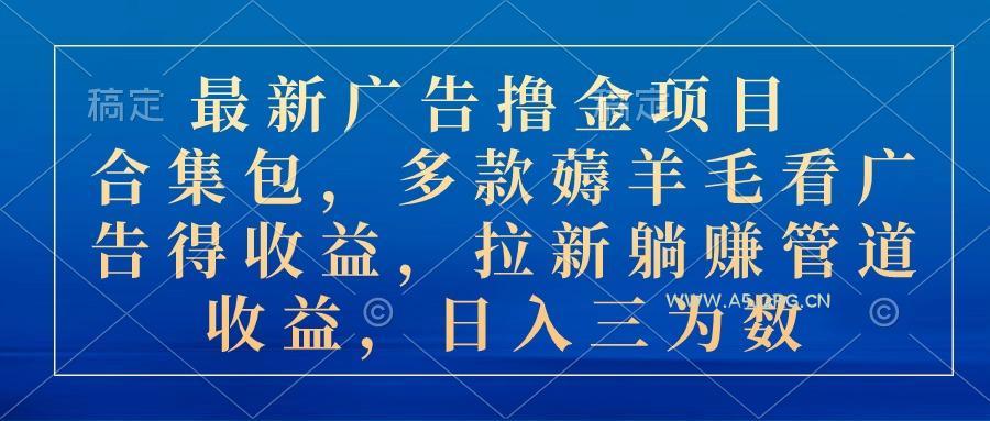 最新广告撸金项目合集包，多款薅羊毛看广告收益 拉新管道收益，日入三为数-A5资源网