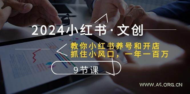 2024小红书·文创:教你小红书养号和开店、抓住小风口 一年一百万 (9节课-A5资源网