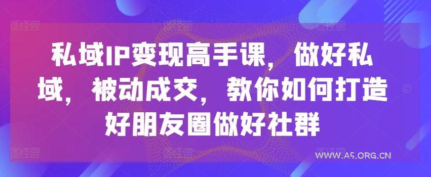 私域IP变现高手课,做好私域,被动成交,教你如何打造好朋友圈做好社群-A5资源网