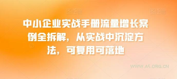 中小企业实战手册流量增长案例全拆解,从实战中沉淀方法,可复用可落地-A5资源网