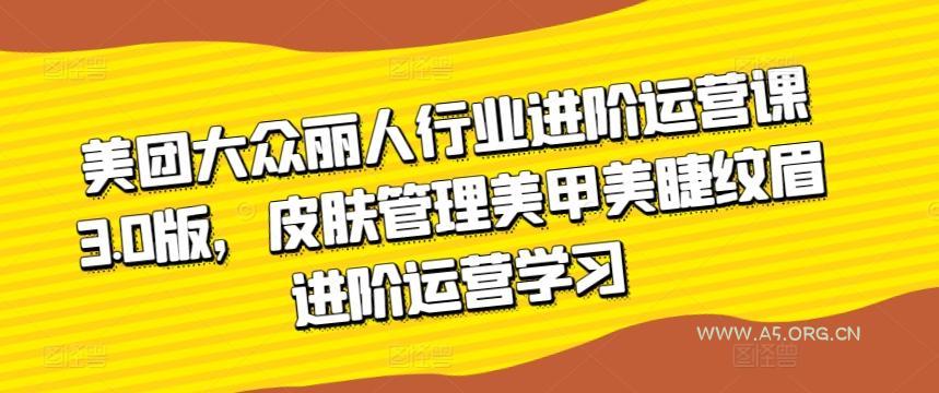 美团大众丽人行业进阶运营课3.0版,皮肤管理美甲美睫纹眉进阶运营学习-A5资源网