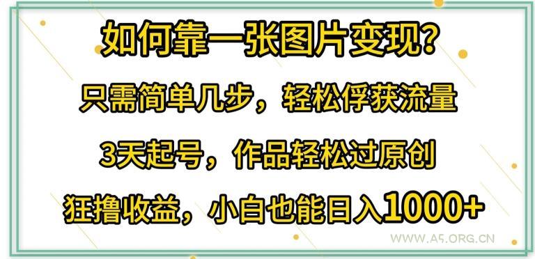如何靠一张图片变现?只需简单几步,轻松俘获流量,3天起号,作品轻松过原创【揭秘】 - A5资源网 如何靠一张图片变现?只需简单几步,轻松俘获流量,3天起号,作品轻松过原创【揭秘】