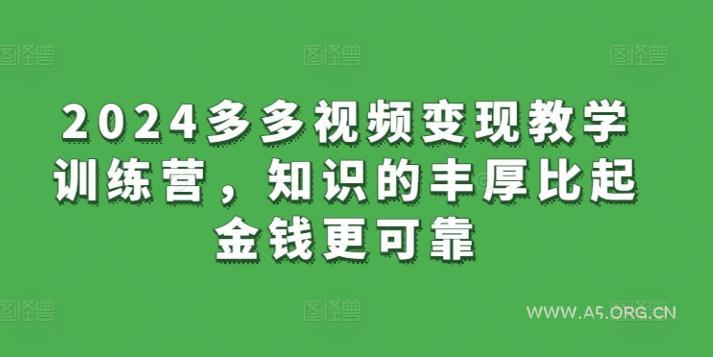 2024多多视频变现教学训练营,知识的丰厚比起金钱更可靠 - A5资源网 2024多多视频变现教学训练营,知识的丰厚比起金钱更可靠