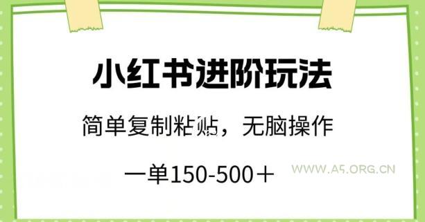 小红书进阶玩法,一单150-500+,简单复制粘贴,小白也能轻松上手【揭秘】-A5资源网