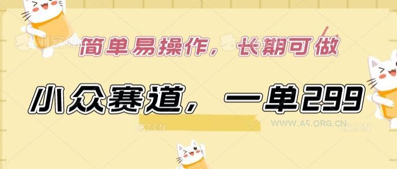 小众赛道，一单299.简单易操作，长期可做【揭秘】-A5资源网