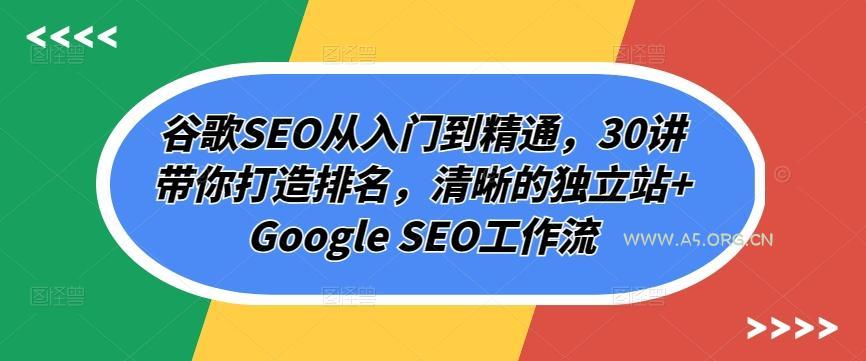 谷歌SEO从入门到精通,30讲带你打造排名,清晰的独立站+Google SEO工作流-A5资源网