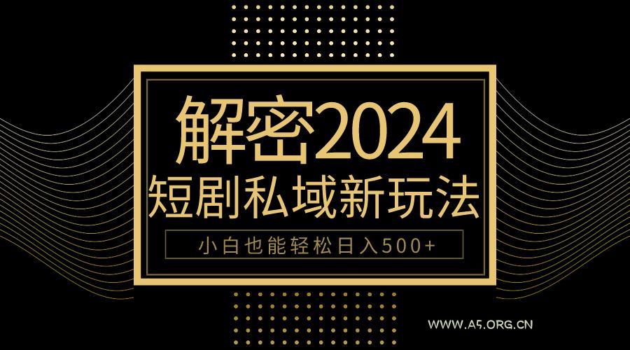 (9951期)10分钟教会你2024玩转短剧私域变现,小白也能轻松日入500+-A5资源网