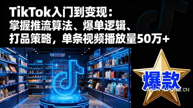 TikTok入门到变现：掌握推流算法、爆单逻辑、打品策略，单条视频播放量50w-A5资源网