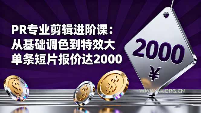 PR专业剪辑进阶课:从基础调色到特效大片的进阶技能,单条短片报价达2000-A5资源网
