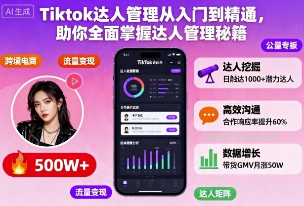 Tiktok达人管理从入门到精通,助你全面掌握达人管理秘籍-A5资源网
