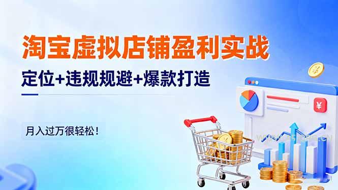 淘宝虚拟店铺盈利实战:定位+违规规避+爆款打造,月入过万很轻松!-A5资源网