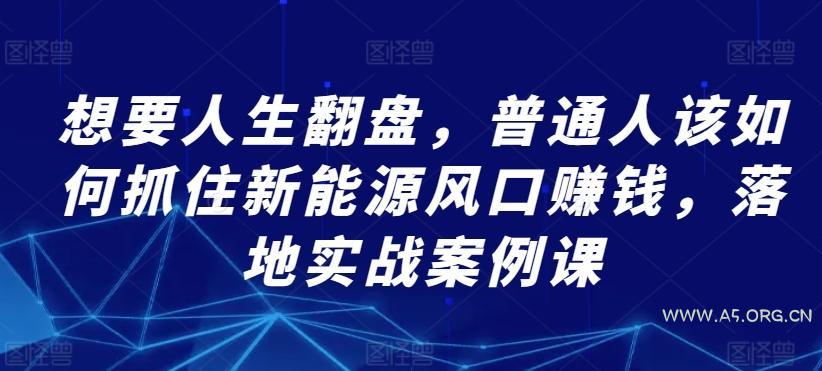 想要人生翻盘,普通人该如何抓住新能源风口赚钱,落地实战案例课-A5资源网