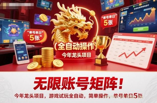 无限账号矩阵！今年龙头项目，游戏试玩全自动，简单操作，单号单日5张【揭秘】-A5资源网