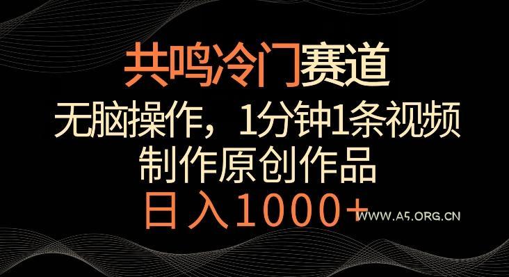 共鸣冷门赛道,无脑操作,一分钟一条视频,日入1000+【揭秘】-A5资源网