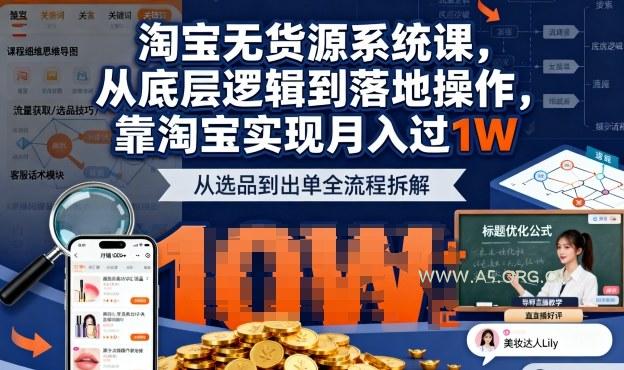 2025最新淘宝无货源系统课，从底层逻辑到落地操作，靠淘宝实现月入过1W(更新)-A5资源网