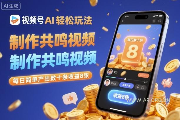 视频号AI轻松玩法，制作共鸣视频，每日简单产出数十条收益8张-A5资源网